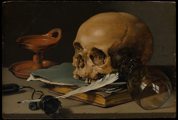 Pieter Claesz, Still Life with a Skull and a Writing Quill, 1628